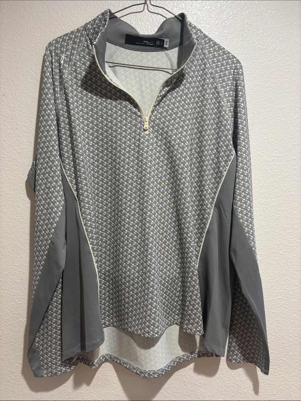 Ralph Lauren RLX Light Gray Geometric Half-Zip Pullover